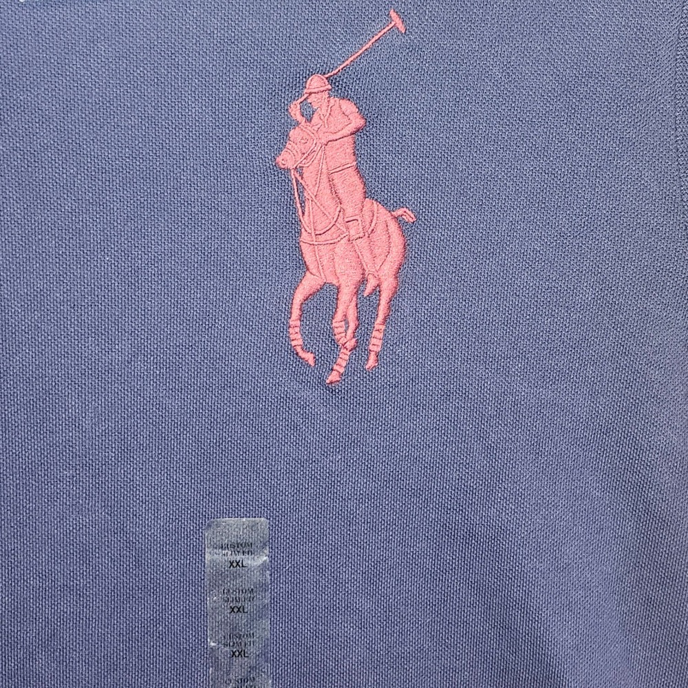 Polo Ralph Lauren Mens XXL Slim Fit Big Pony Polo Shirt Navy Blue 710720802001 - Picture 7 of 9